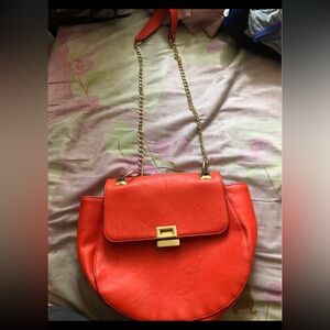 Chic Red Leather Shoulder Bag